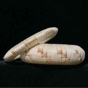 Pair of cream/tan woven lightweight bracelets sm-med wrist size